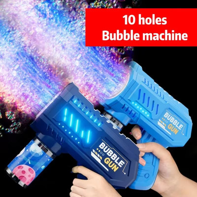 Seifenblasenpistole 10 Loch Elektrisch Automatisch Kinder Party Garten Seifenblasenmaschine Spielzeug
