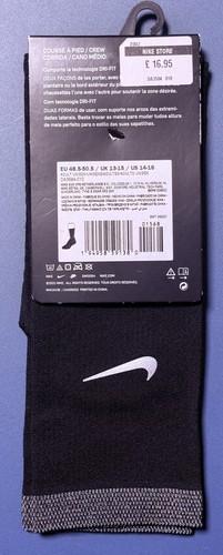Nike SPARK Lightweight Black Crew Gym Men’s Running Socks DA3584-010 UK 13-15 - Picture 2 of 7