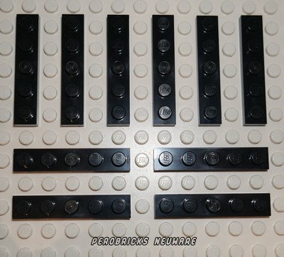 Lego Basic 10 Platten 1x5 schwarz #78329 NEUWARE