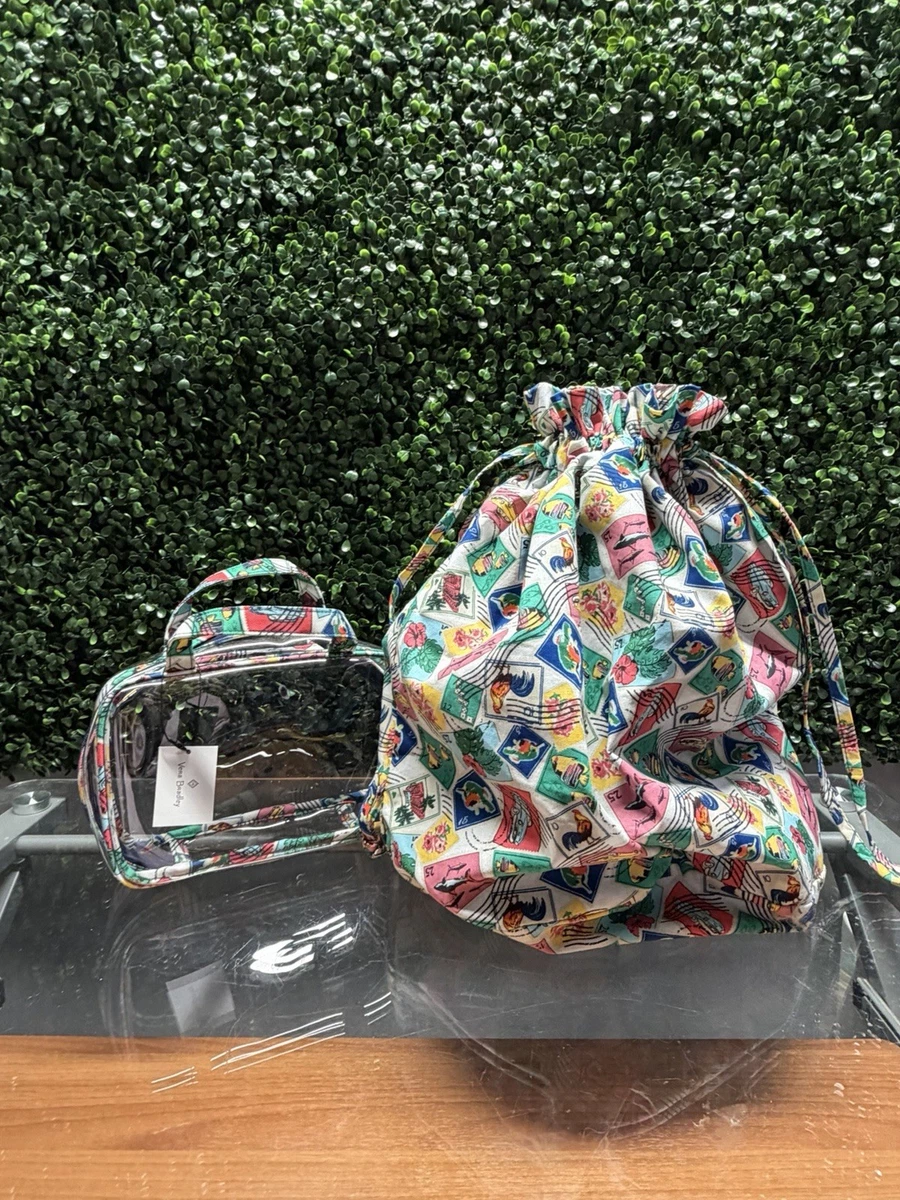 Vera Bradley Drawstring Bag 18in Multicolor Excellent Cuban Postage Stamp Quilt Vera Bradley Cuban Stamp XL Drawstring Family Tote Ripstop  main image 3