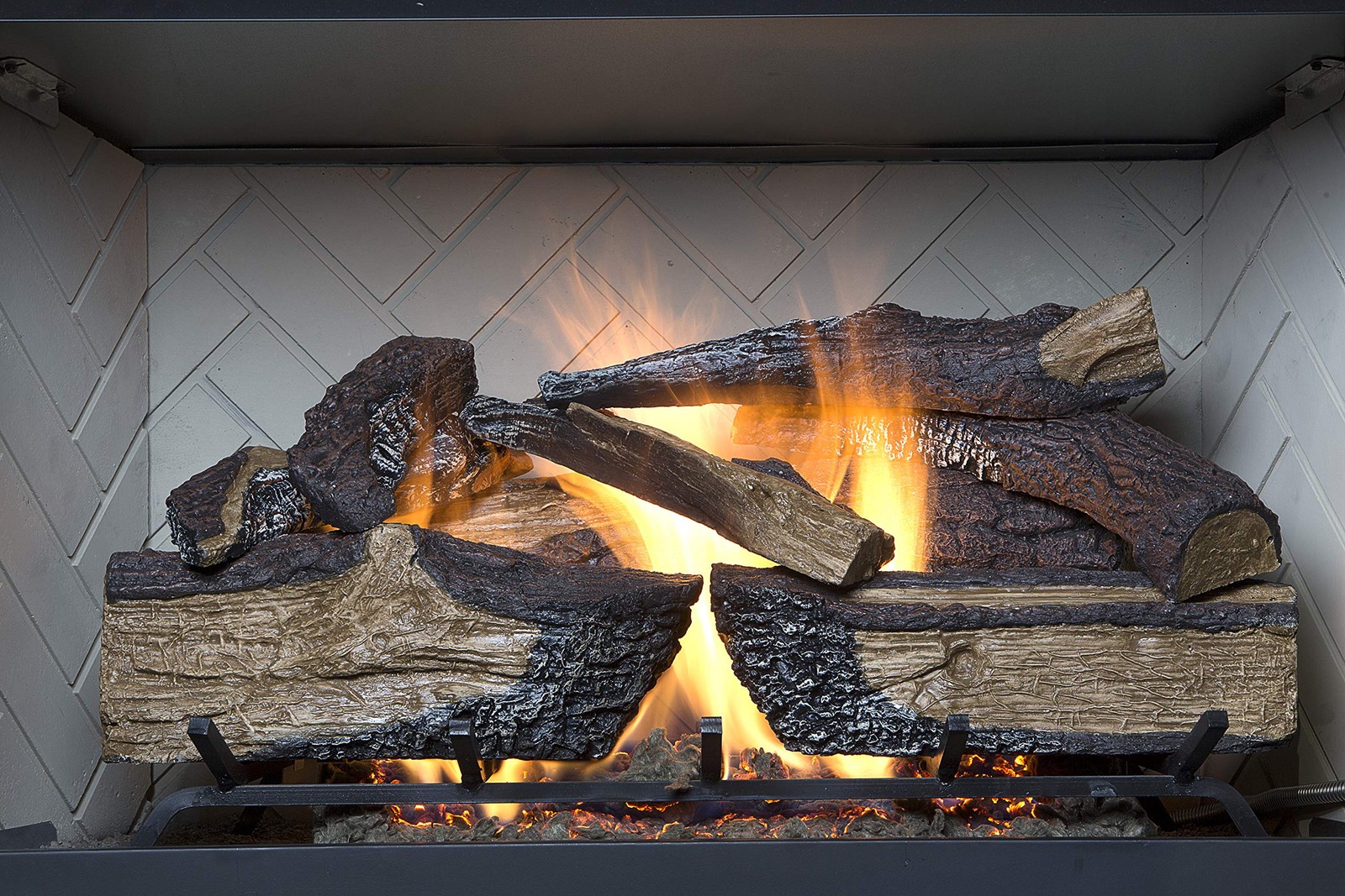 Country Split Oak Vented Dual Burner Log Set for Natural Gas Fireplace, 24-Inch