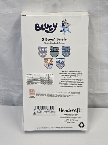 Bluey 5 Pack Boy’s Briefs Licensed Underwear Size 6 New In Package 100% Cotton E - Picture 2 of 3