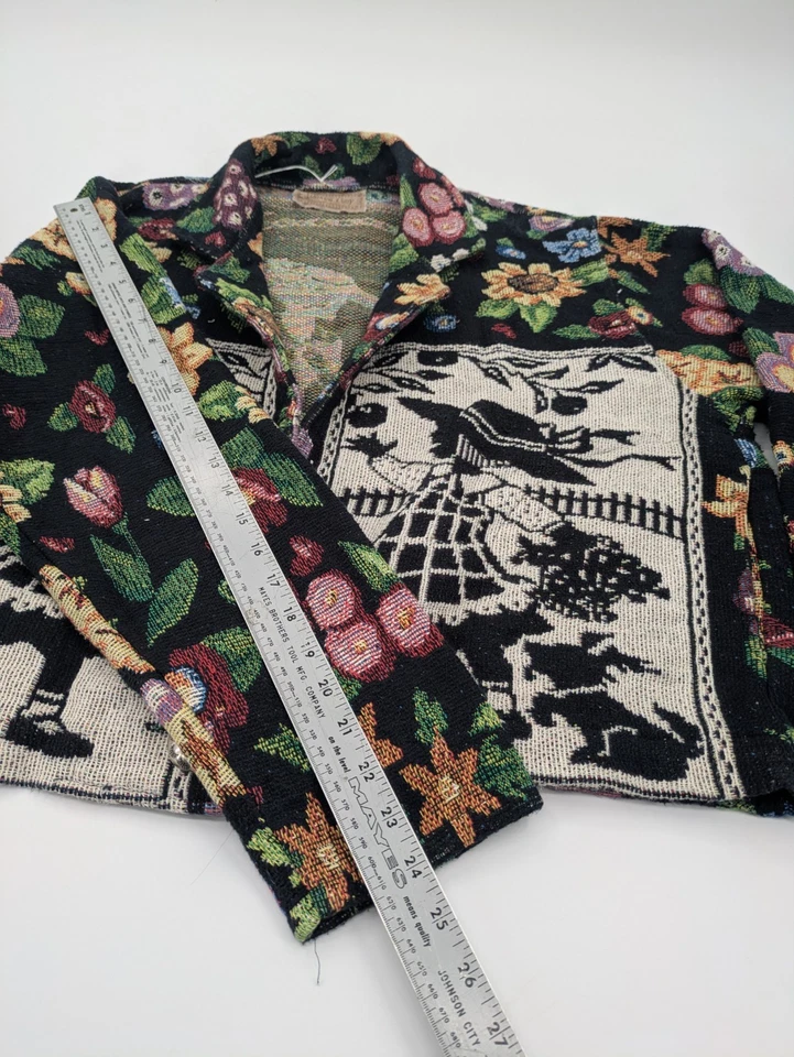 Chaqueta tapiz pony pintada vintage para mujer talla única floral caja o de gran tamaño Foto 4 de 4