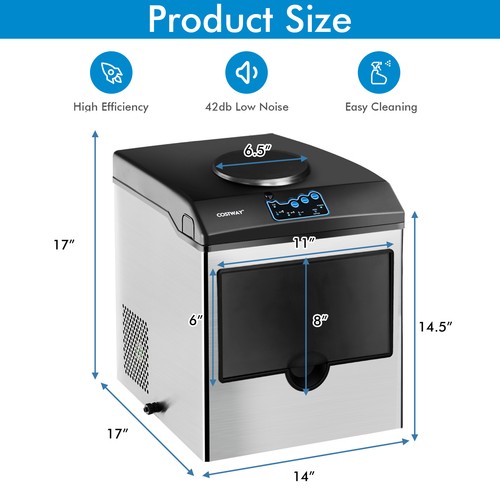 2-in-1 Countertop Ice Maker Stainless Steel Ice Cube Maker Machine 48Lbs/24H - Picture 2 of 8