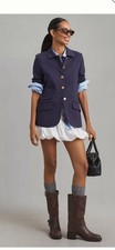 NWT Anthropologie size XS ponte military blazer in navy blue gold buttons preppy