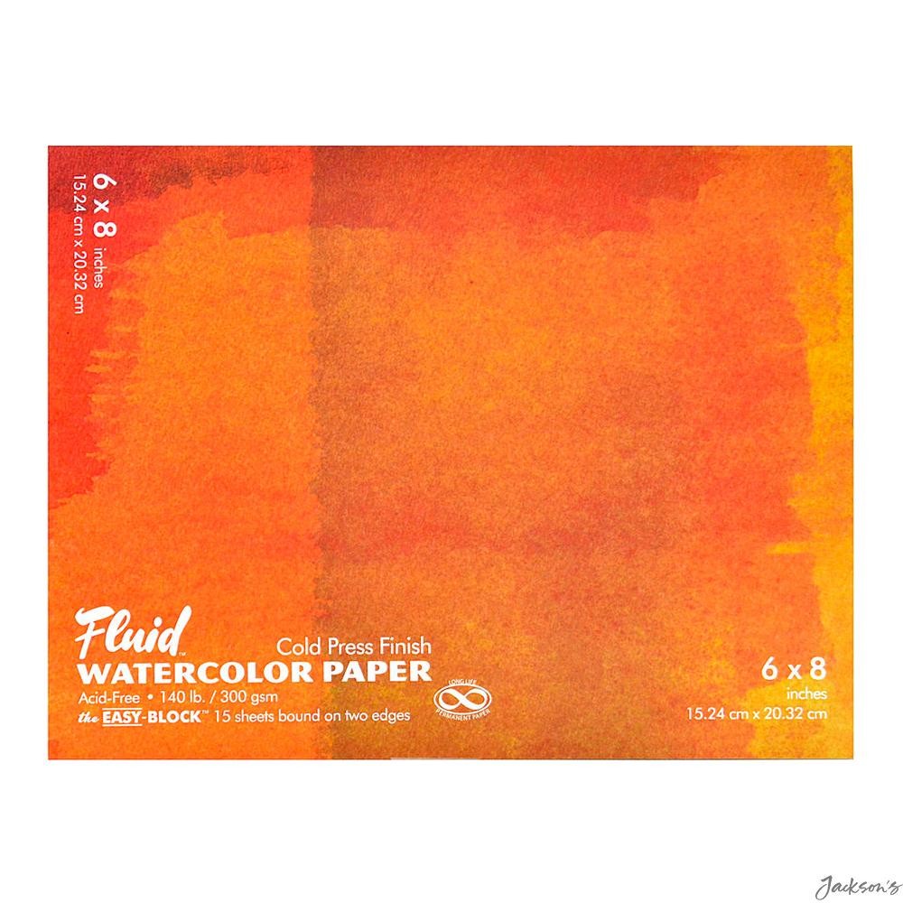 Global Fluid Easy Block Watercolour Paper 300gsm 6x8in Cold Pressed Block 15 ...