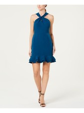 19 COOPER Womens Ruffled Sleeveless Halter Mini Party Shift Dress