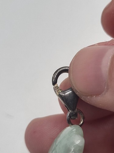 VTG Sterling Silver 925 Jade Jadeite Four Leaf Clover Charm Dangle - Picture 3 of 7