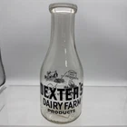 Vtg 1914 Quart Milk Glass Bottle Dexters Dairy Farm Products Duraglas Cow READ