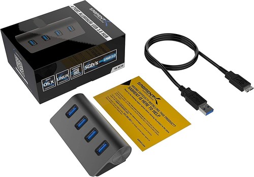 SABRENT 4-Port USB 3.0 Hub - Aluminum Design, Portable Data with Black - Picture 9 of 9