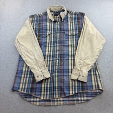 Wrangler Shirt Mens 17 Blue Plaid Long Sleeve Western Button Up Casual Adult