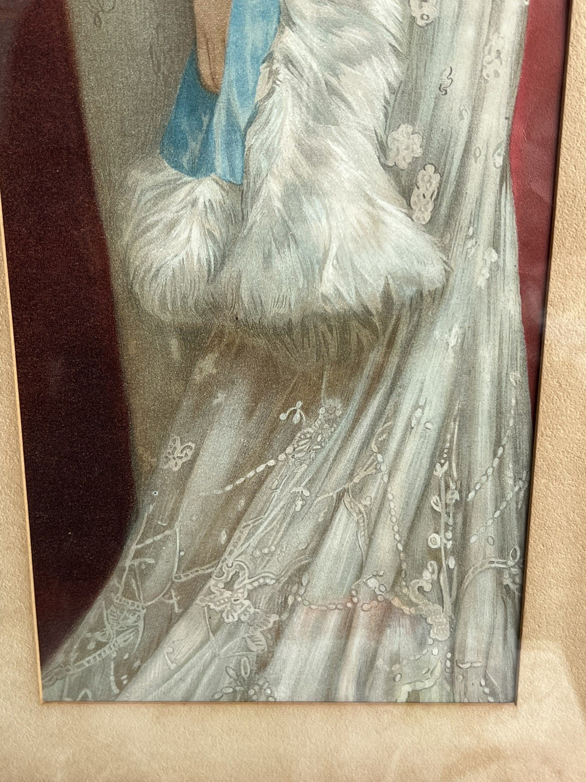 Antique Original Walk-Over Boot Shoes Advertising Yard Long Lady Frame Wavy Glas