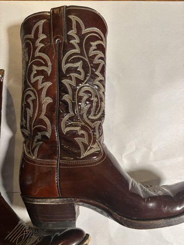 Stivali western stile Justin 2436 pelle marrone uomo taglia 9,5 cowboy cowgirl - Foto 3 di 10