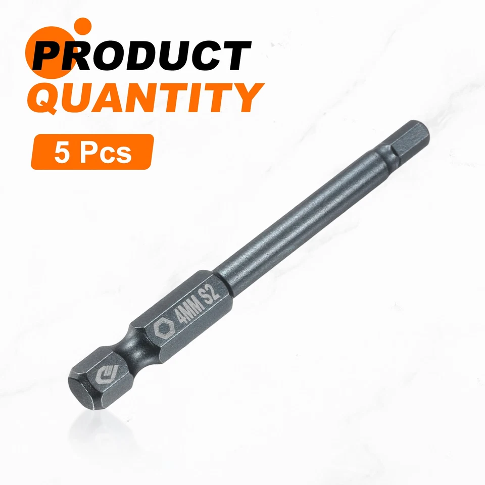 5pcs H4 Flat Hex Screwdriver Bit 4mm Magnetic Tip 1/4" Shank 2.6" Long Blue - Image 3 of 4