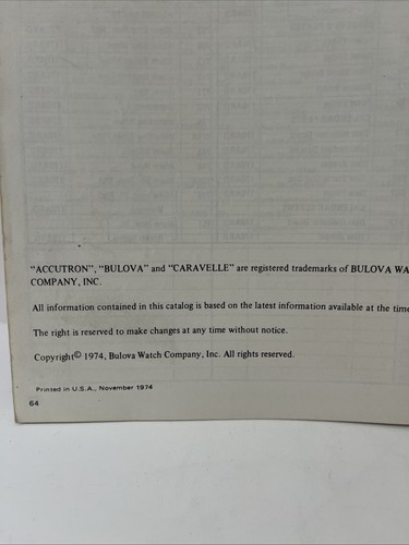 Bulova ABC Wechselteile Katalog Beilage 1974 - Original - Bild 4 von 4