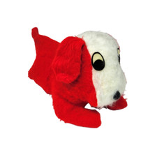 10" VINTAGE RED WHITE COMMONWEALTH OF PENN PUPPY DOG STUFFED ANIMAL PLUSH