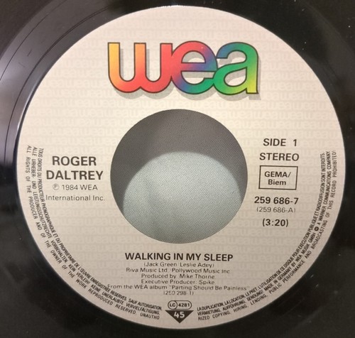 ROGER DALTREY - Walking In My Sleep GERMAN 45 RPM 7" Pic Sleeve THE WHO - Picture 3 of 6