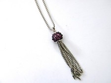 David Yurman 13mm Cable Berries Tassel Necklace - Rhodolite Garnets, Silver NWT
