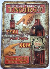 PLAQUE EMAILLEE TOLE DISTILLERIE THEODULE NOIROT 1912 NANCY CHERRY BRANDY PLATE