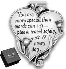 Heart-Shaped Visor Clip Car Visor Medal Accessories Bless Driving Safety Prayer 