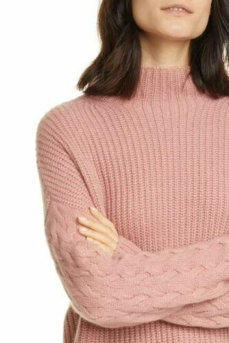 Новый Nordstrom подпись смесь стежок воронка шеи кашемир и шелк розовый M #S1796 - Изображение 3 из 4