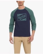 Hurley Mens long sleeve blue and green thermal size Medium NWT