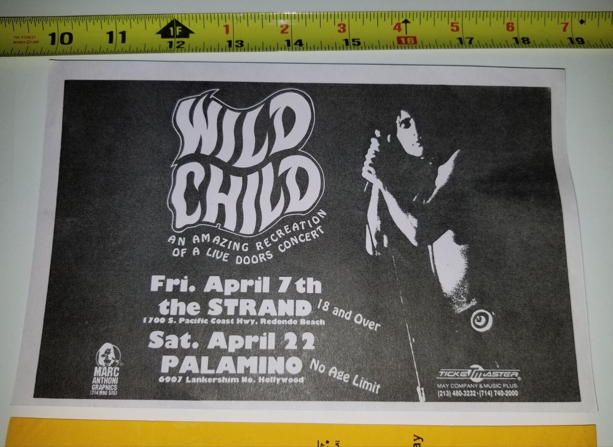 森紙28 WILD CHILD JIM MORRISON 2 VTG FLYER PSYCH ROCK DAVE BROCK THE