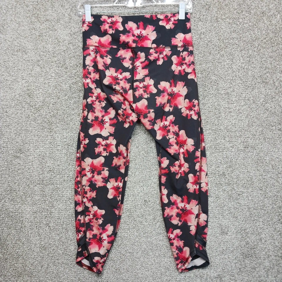 Leggings Old Navy para mujer M rosa negro floral ajustados Active Go Dry cintura alta Foto 2 de 4