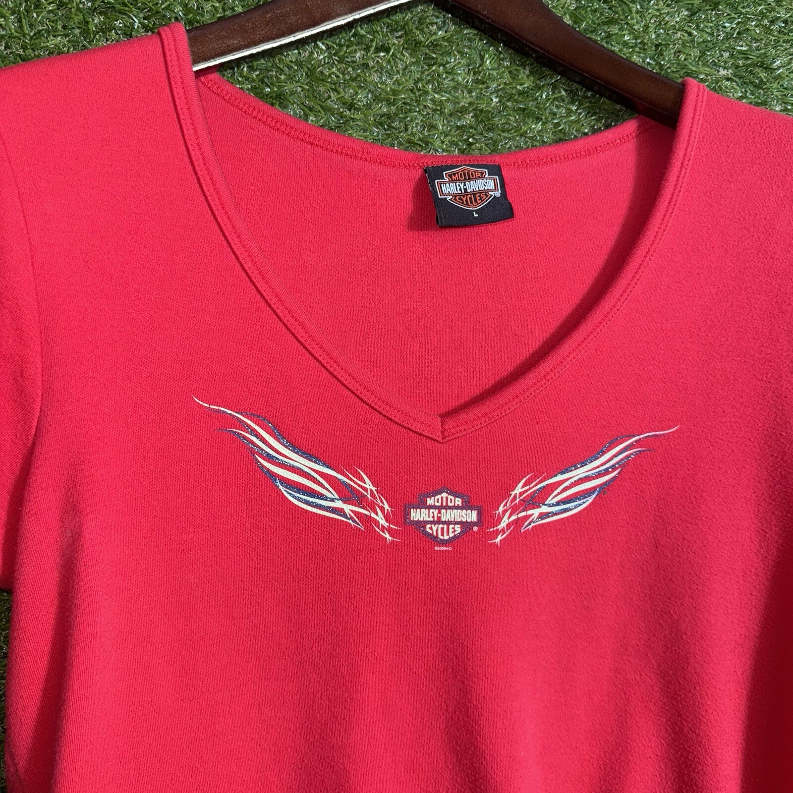 Vintage Harley Davidson Shirt Womens Large Flames Red Y2K