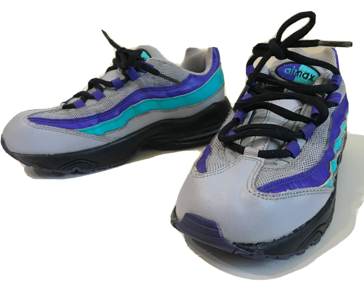 Nike Air Max 95 Shoes Size 3 Youth (905461-023) Purple/Teal/Gray