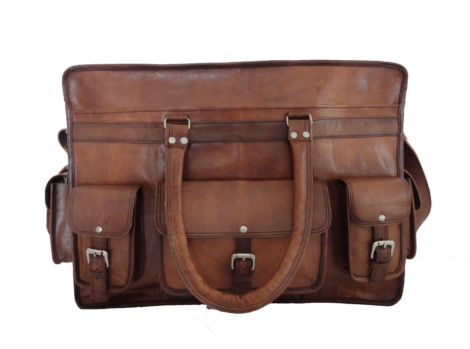 22" Maletín Maleta Bolsa de Lona Equipaje de Viaje Vintage Cuero Bolso HoldAll