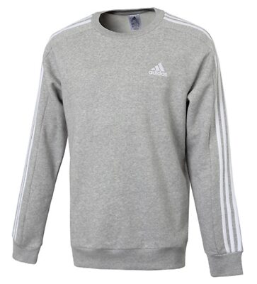 Adidas Men 3-Stripe FL Shirts Athletic Gray Jersey GYM Tee Sweat
