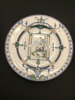 1917 Rare Royal Worceste Chirnoiserie Blue Ovington Brothers York 8'' Plate-