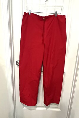 Goretex 10X Rainwear Pants Me Sz L 36-38 Red Cinch Waist Zip Leg
