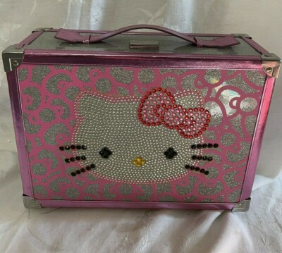 Hello Kitty cat Jewelry cosmetics Travel Storage Suit case RARE Beaded  Vtg?