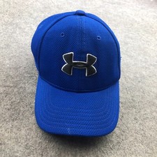 Under Armour Hat Fitted Medium Youth Boys Blue Embroidered Logo KIDS Mesh