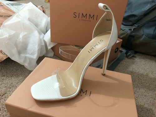 Simmi MEDUSA WHITE SNAKE PRINT STILETTO 