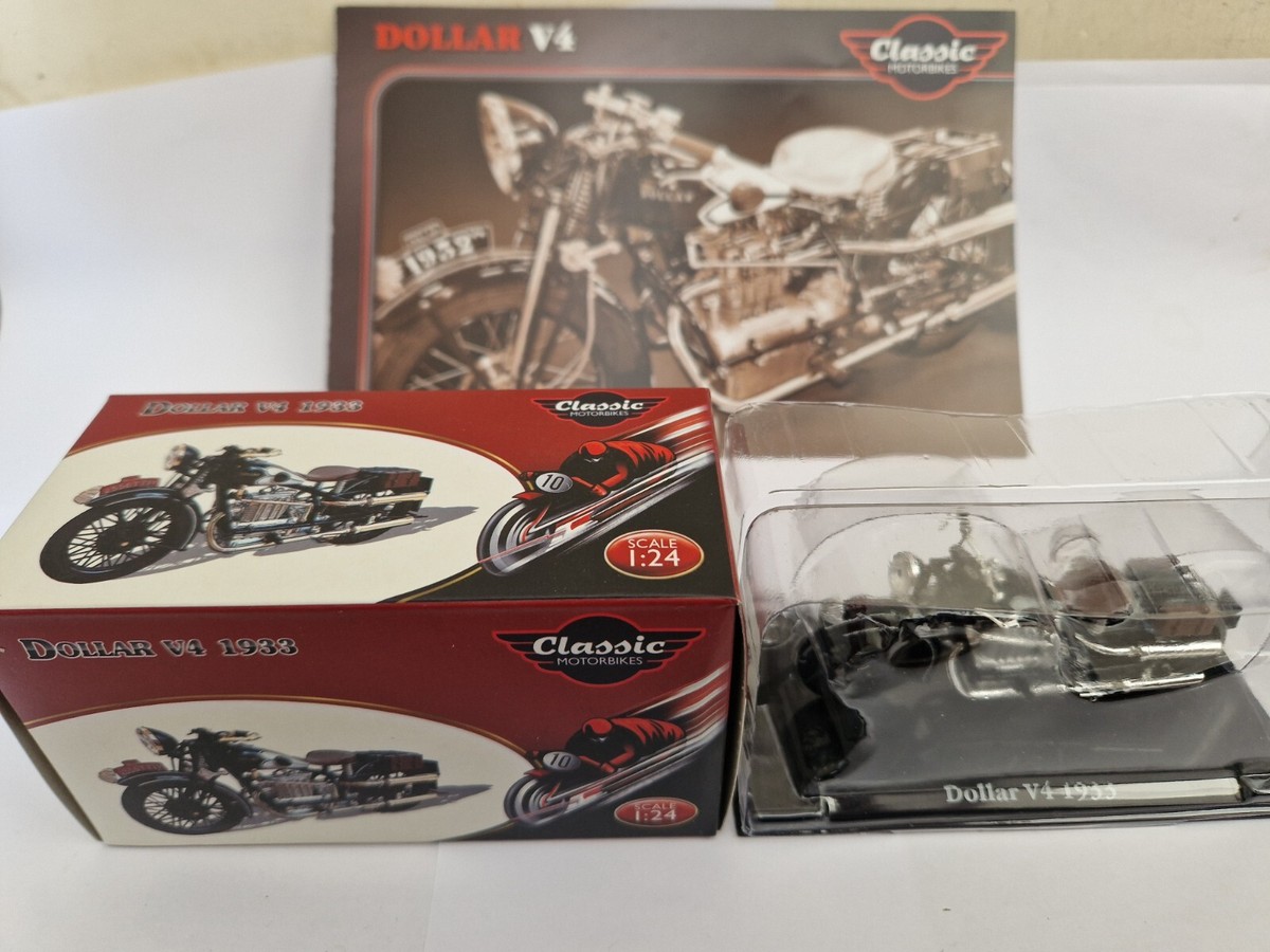 1/24 ATLAS IXO CLASSIC MOTOR BIKES - 1933 DOLLAR V4 MOTORCYCLE + 