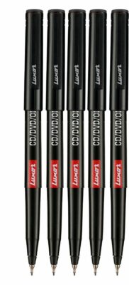 5 Extra Fine Tip Permanent Marker Pen Black CD / DVD/OHP Marker Water Proof Ink