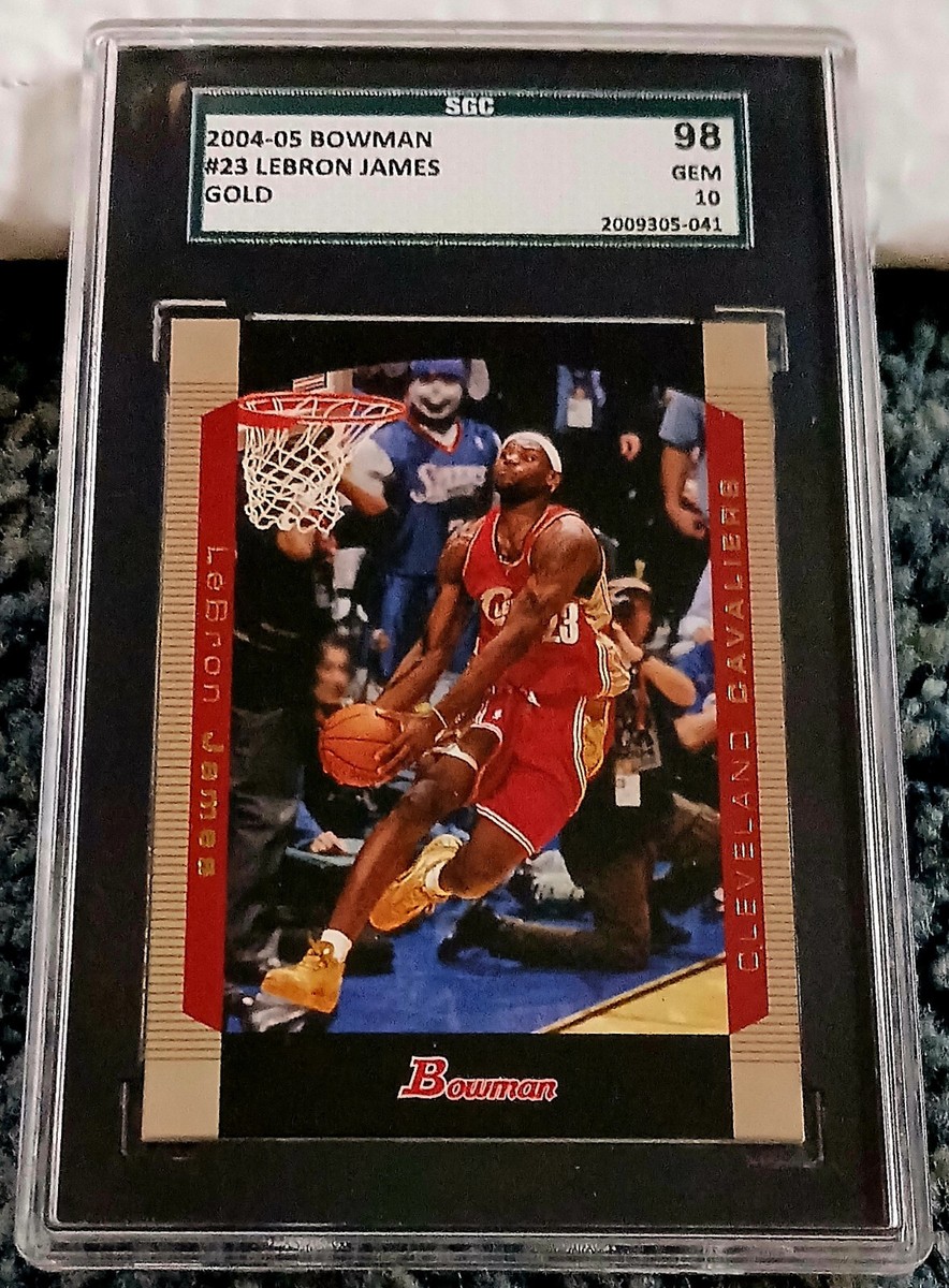 2004-05 BOWMAN GOLD #23 LEBRON JAMES 2ND YEAR RC SGC 10 GEM 2004-05 BOWMAN GOLD #23 LEBRON JAMES 2ND YEAR RC SGC 10 GEM