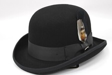 Men's Bruno Capelo Black Bowler Hat 100 Wool BO-320