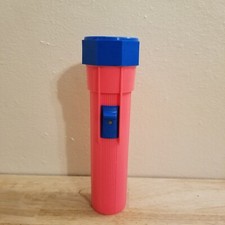 Vintage Pink And Blue Plastic Made In USA Flashlight, D Cell, 7.5 inch