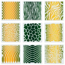 9-Piece Animal Print Stencils for Painting Safari Animal Designs for Crafts