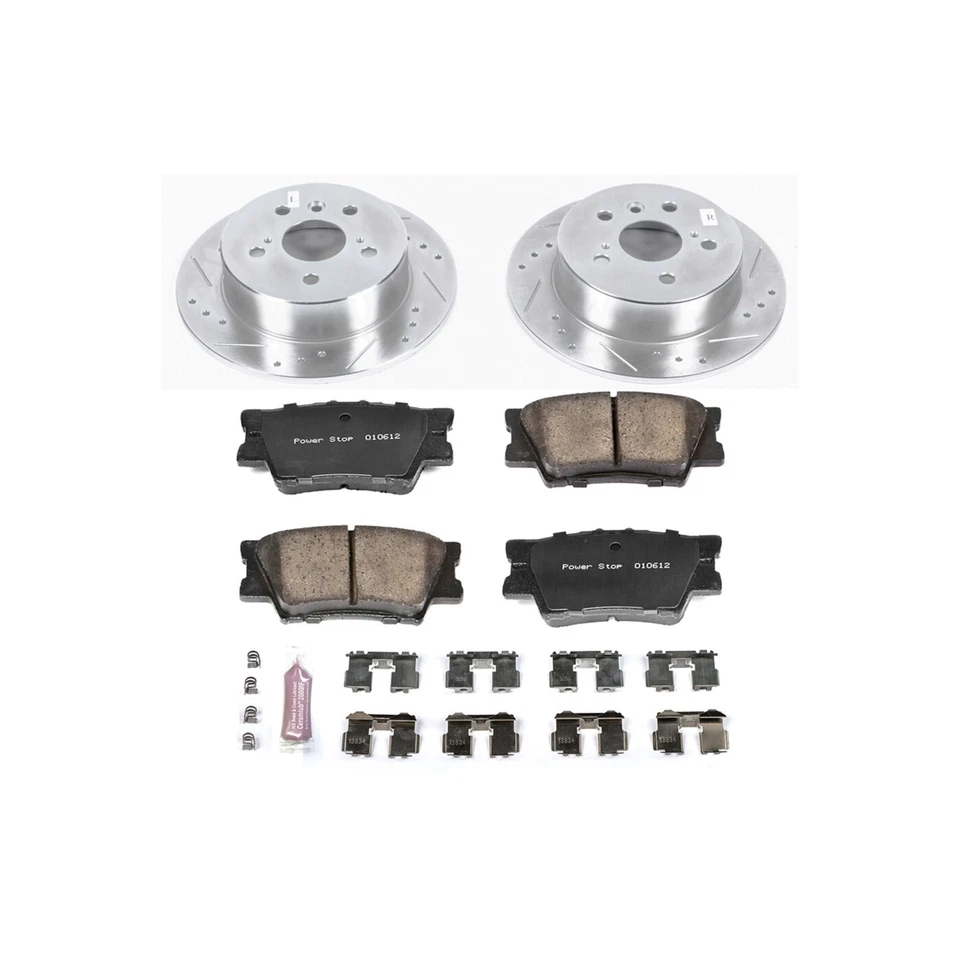Kit de 5 tacos y discos de freno traseros Powerstop K6520 para Toyota Avalon 2013-2018 Foto 2 de 2