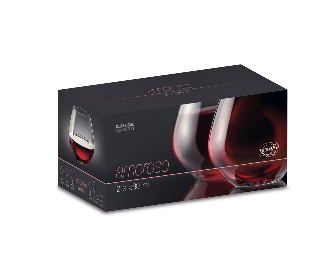 Bohemia Crystal Tumbler Stemless Wine Glass 580ml 2pc