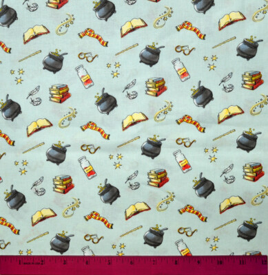 Harry Potter Fabric - HALF YARD - 100% Cotton Quilting Blender Potions Blue Cute