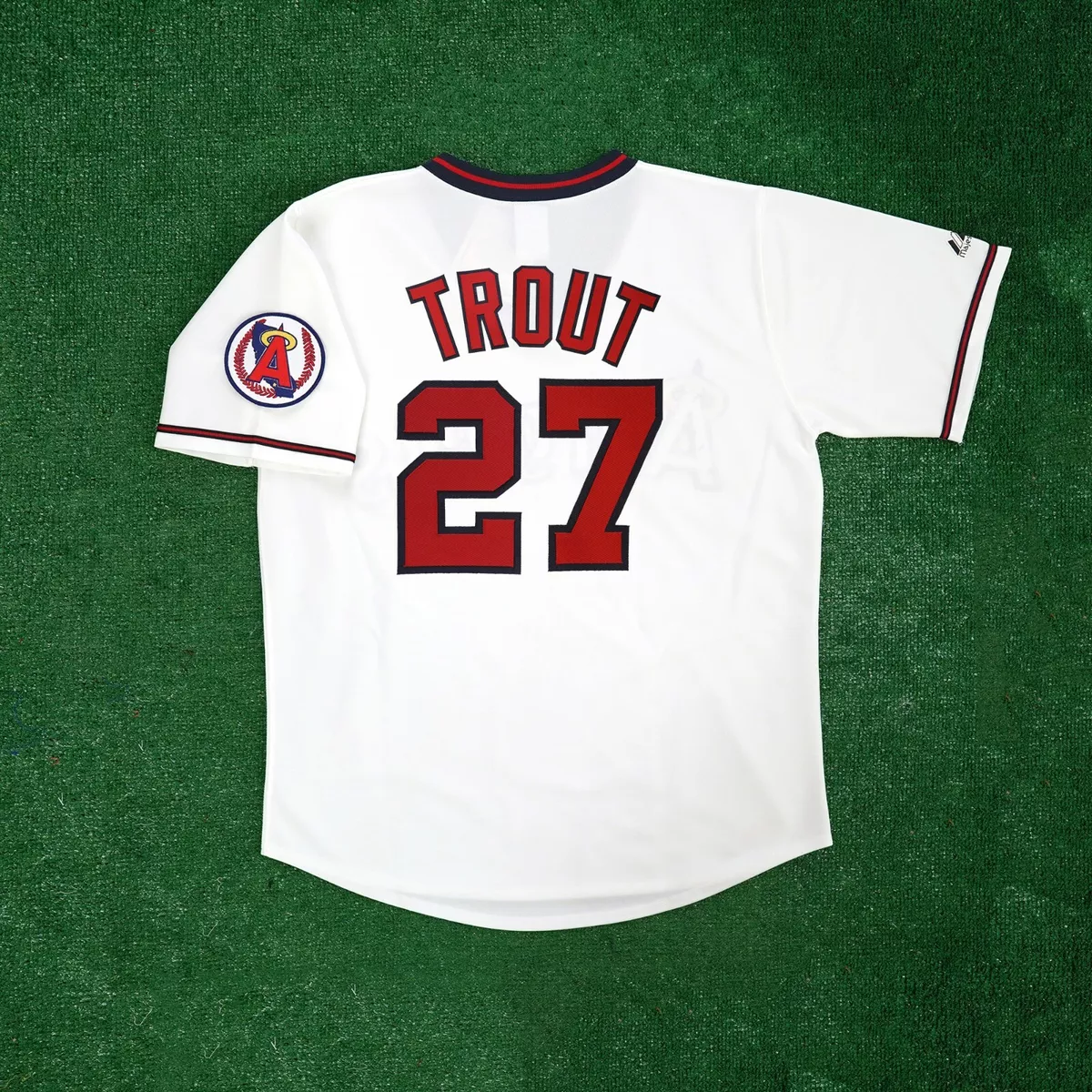 Mike Trout California Angels Men's Cooperstown Home White Jersey w/  Team Patch