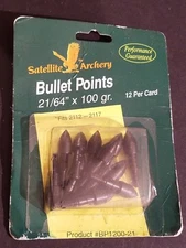 NEW SEALED 12 Satellite Archery Bullet Points 21/64" 125 grain Fits 2112 thru 21