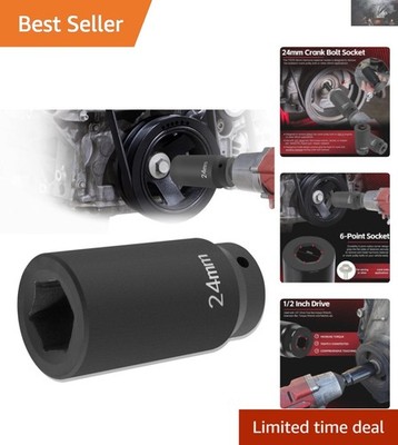 Deep Counter-Weighted 24mm Socket - 1/2 inch Drive for Torque Efficiency