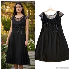 VINTAGE 90s DRESSBARN Mesh Sequin Bow Black Dress Size 12 Large Whimsigoth